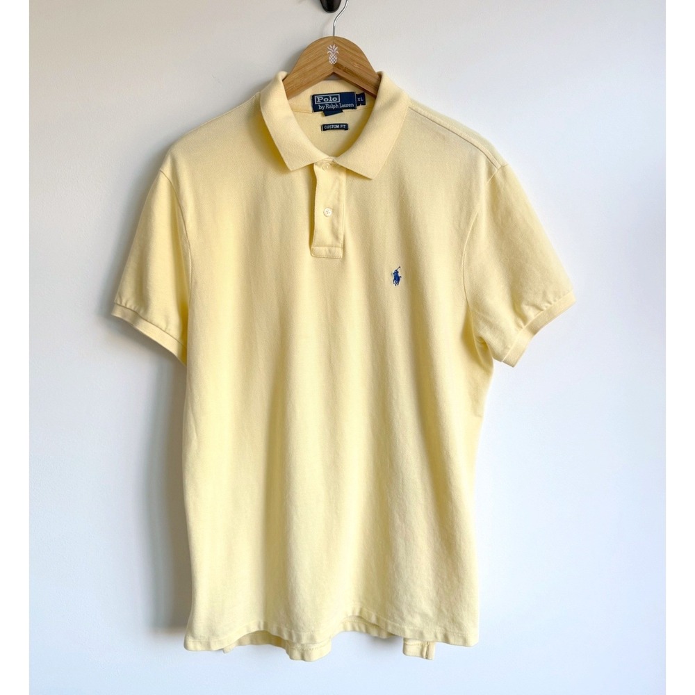 Polo Ralph Lauren Mens Polo Shirt Custom Fit Yellow XL Preppy Coastal